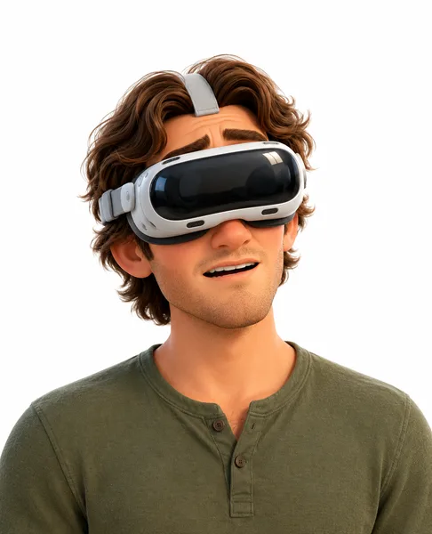 Mike wearing VR goggles