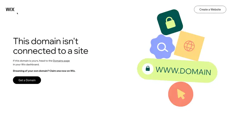 Screenshot: Wix domain disconnected page on millyrosedesigns.com