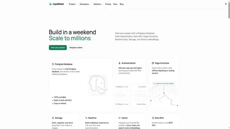 Supabase website screenshot