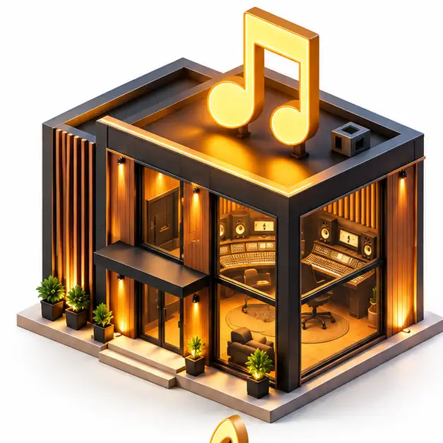 The Studio, a creative studio building with a gold music note on the roof