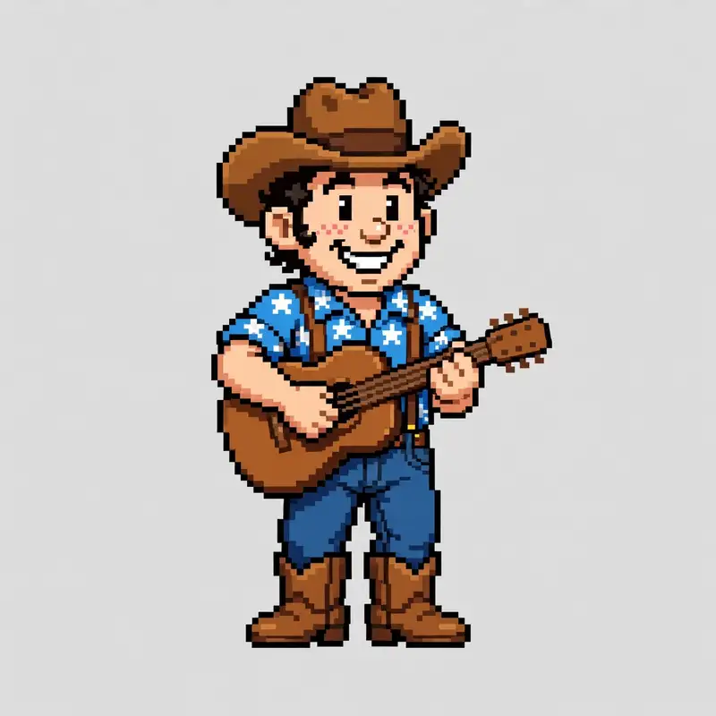 Tex as a 16-bit country singer character