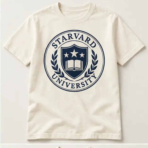 Ivory Starvard t-shirt with navy seal