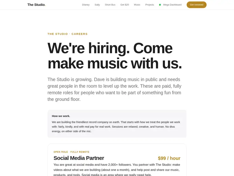 Hiring page from the Website in a Box template