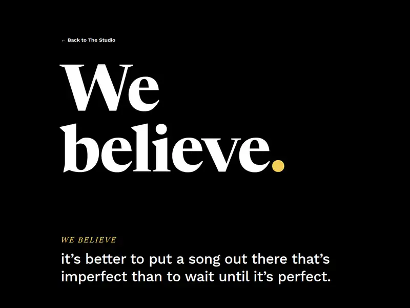 Manifesto page from the Website in a Box template