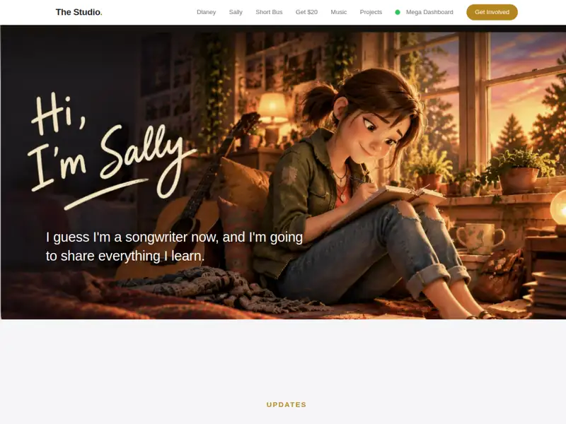 Sally artist page from the Website in a Box template